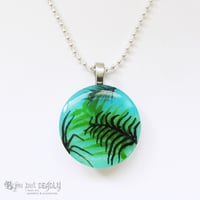 Image 4 of Tropical Palm Blue/Green Resin Pendant