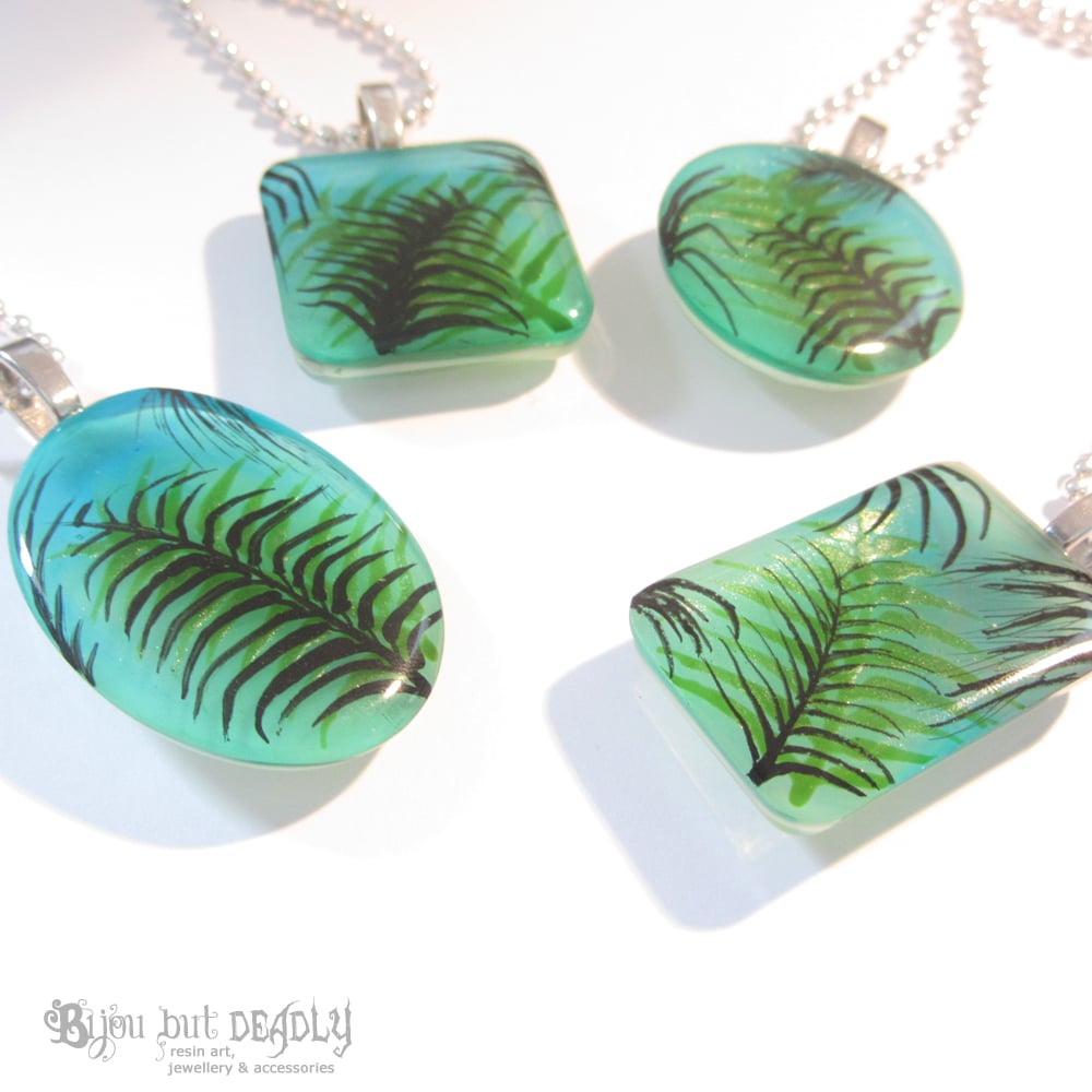 Tropical Palm Blue/Green Resin Pendant