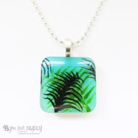 Image 2 of Tropical Palm Blue/Green Resin Pendant