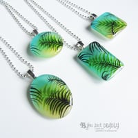 Image 1 of Tropical Palm Green/Yellow Resin Pendant