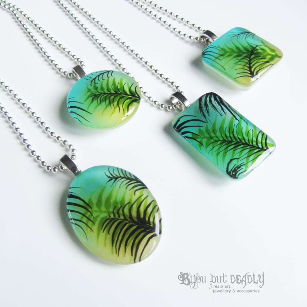 Tropical Palm Green/Yellow Resin Pendant