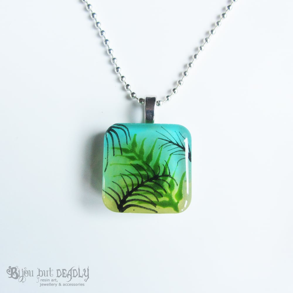 Tropical Palm Green/Yellow Resin Pendant