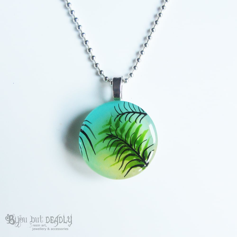 Tropical Palm Green/Yellow Resin Pendant