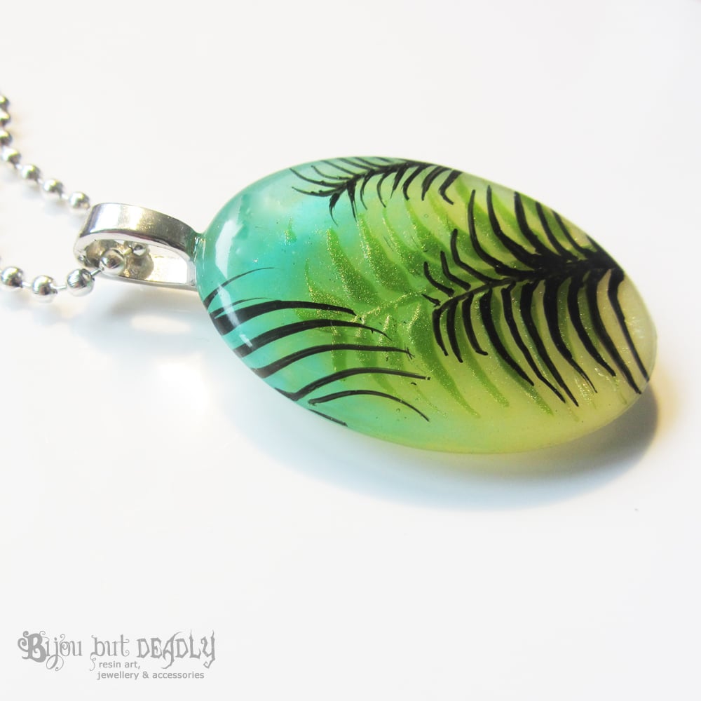 Tropical Palm Green/Yellow Resin Pendant
