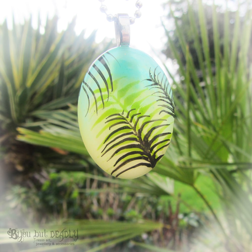 Tropical Palm Green/Yellow Resin Pendant