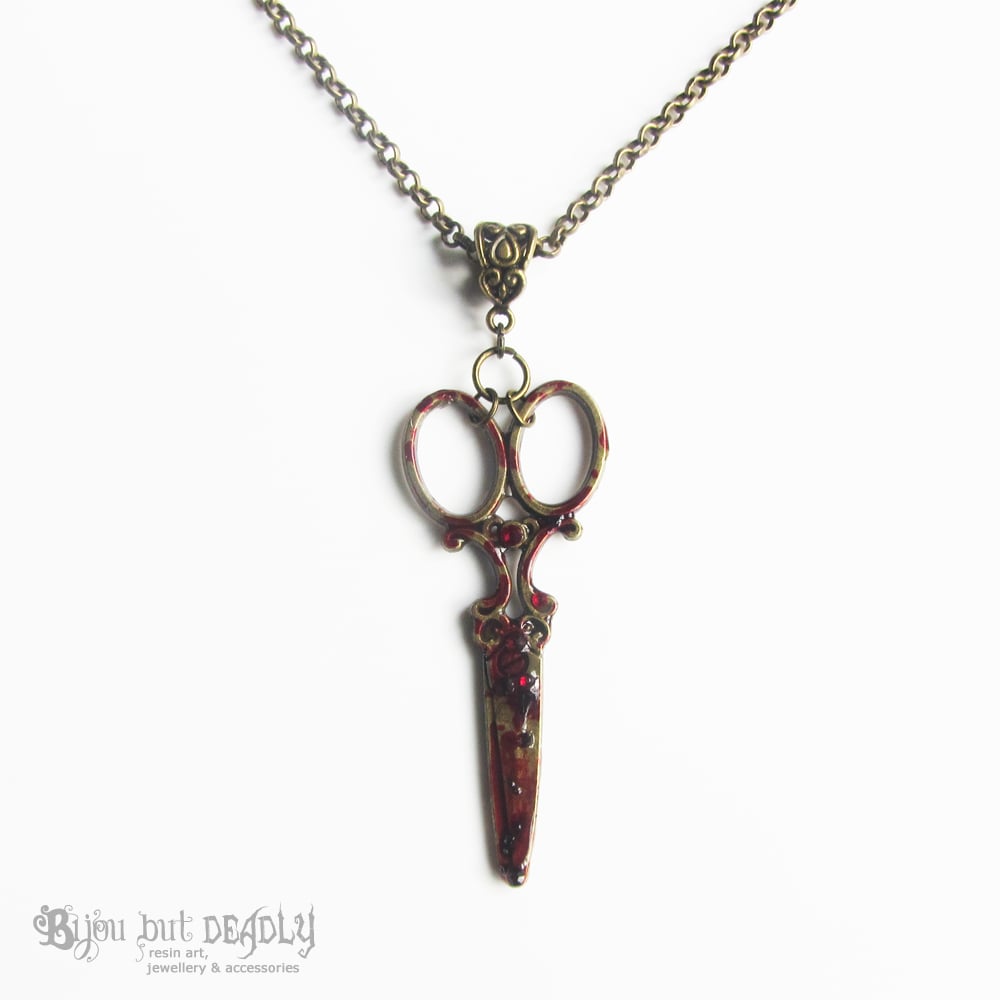 Bloody Scissors Bronze Necklace