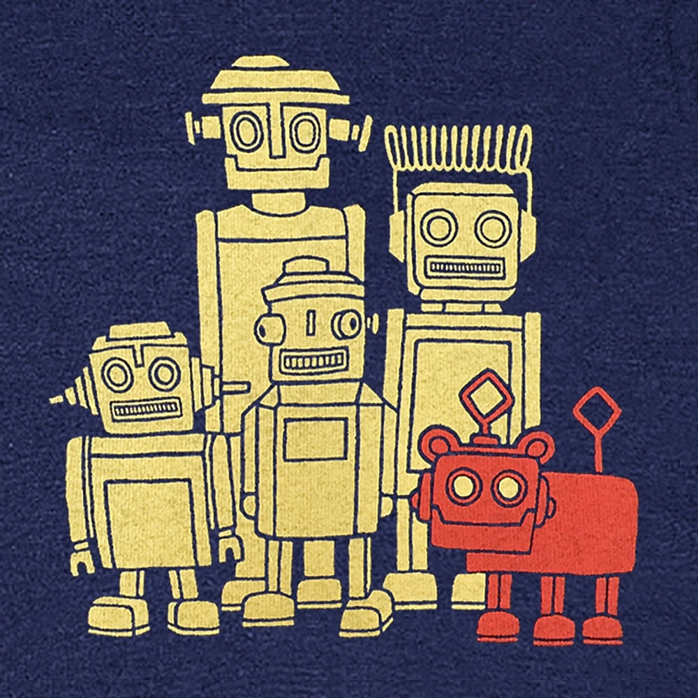 Retro 80s Blocky Battery Operated Mechanical Robot Adult T Shirt 