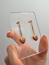 RED DRIP HEART CHAIN DROP EARRINGS 