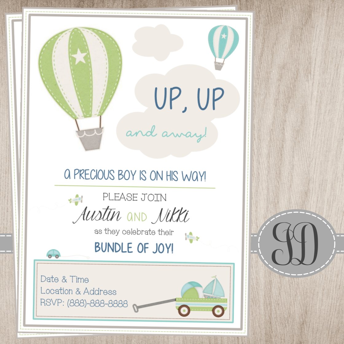 Image of Hot Air Balloon Baby Shower Invitation