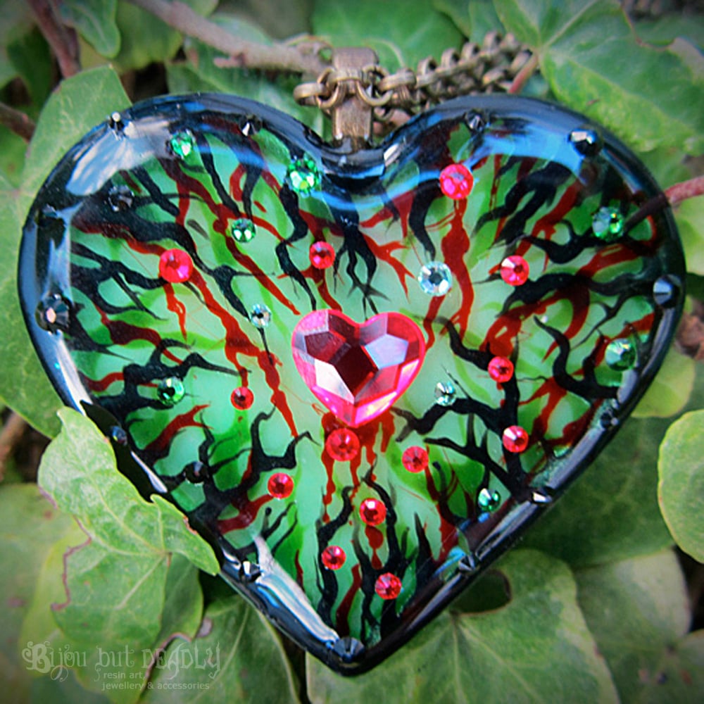 Poison Ivy Resin Heart Pendant