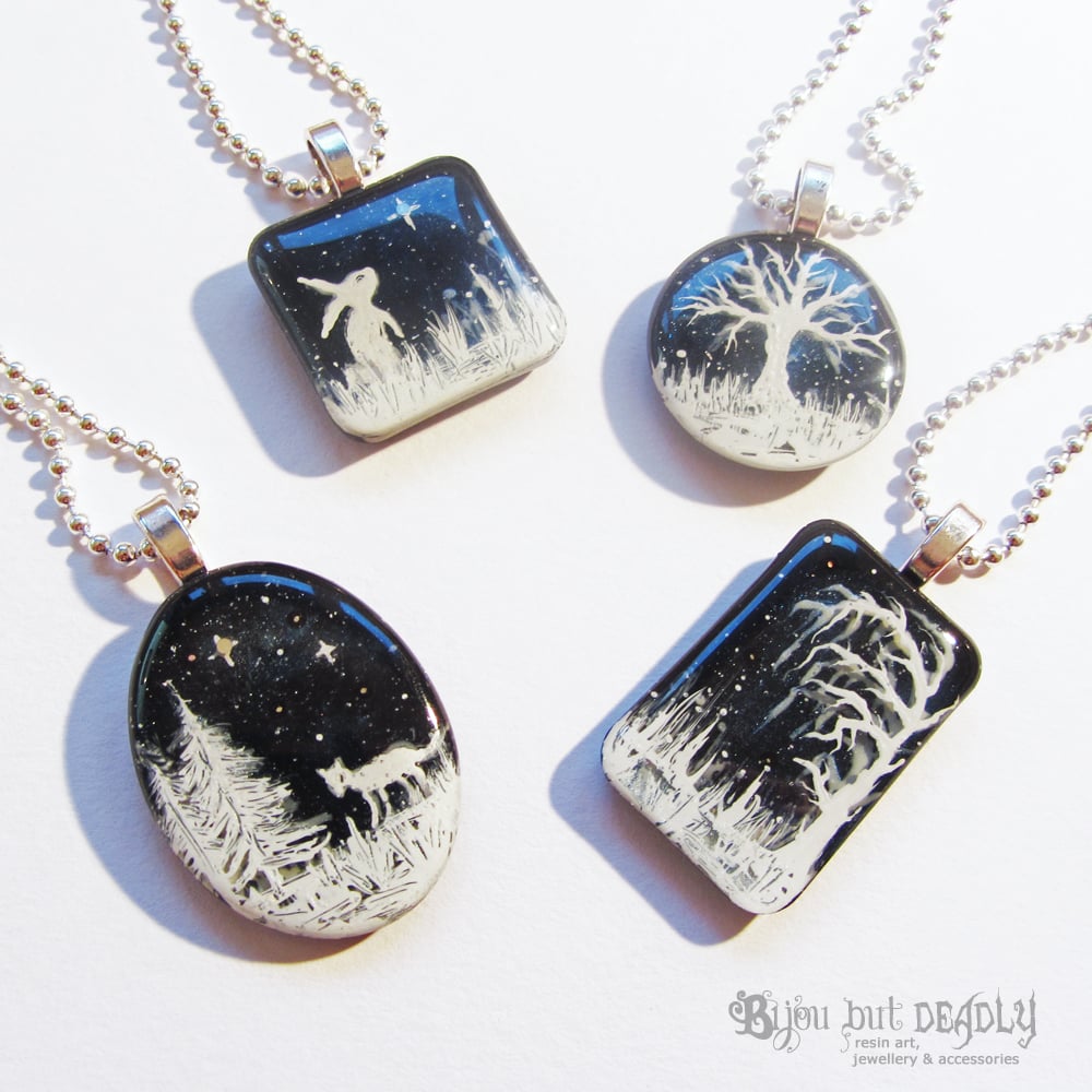 Winter Scene Painted Resin Pendant * WAS £25 NOW £12*