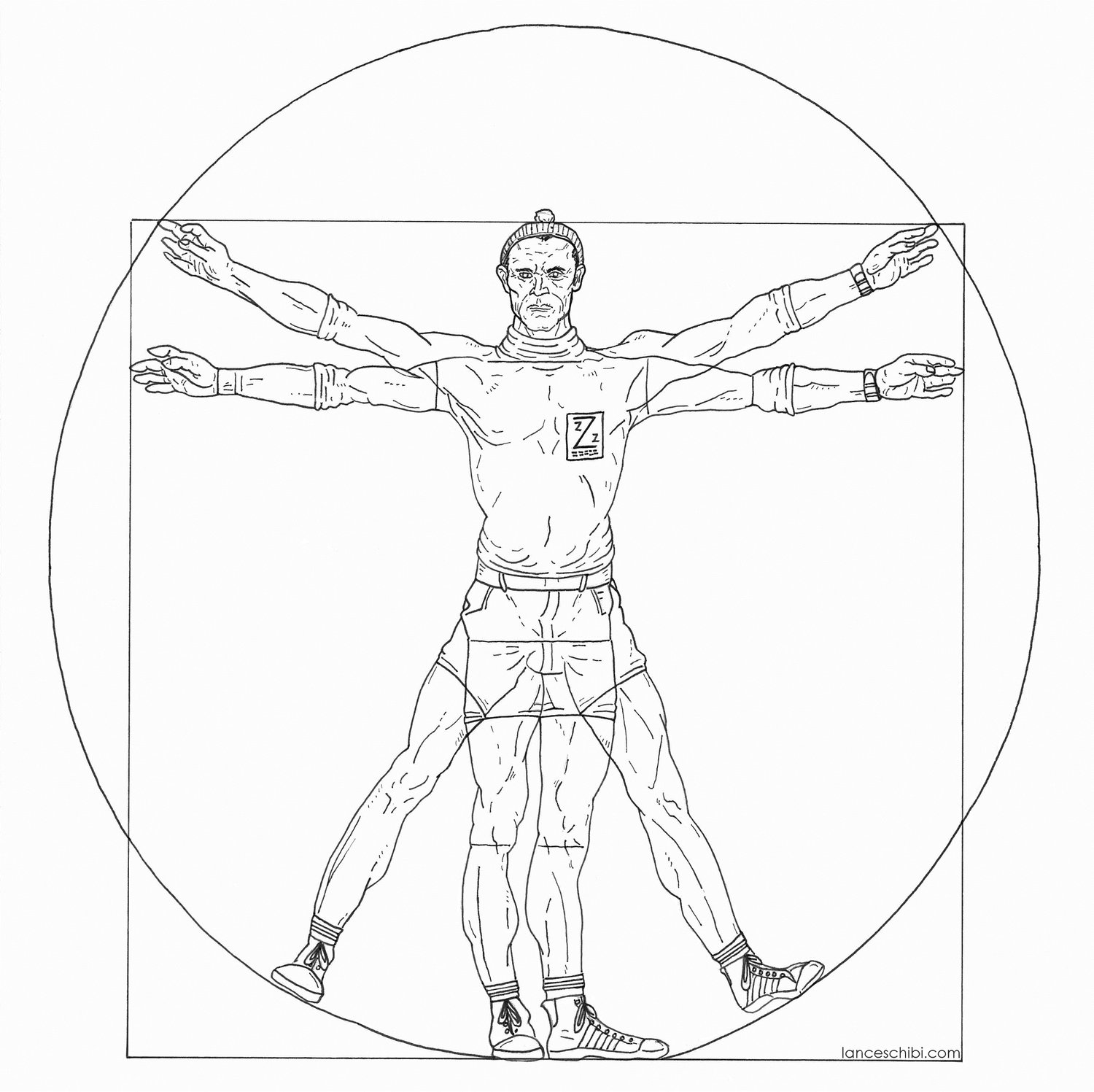 Image of VITRUVIAN KLAUS - LIFE AQUATIC Square Cut Sticker