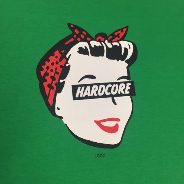 Image of Hard Core Retro Femme - Ladies Green T-Shirt