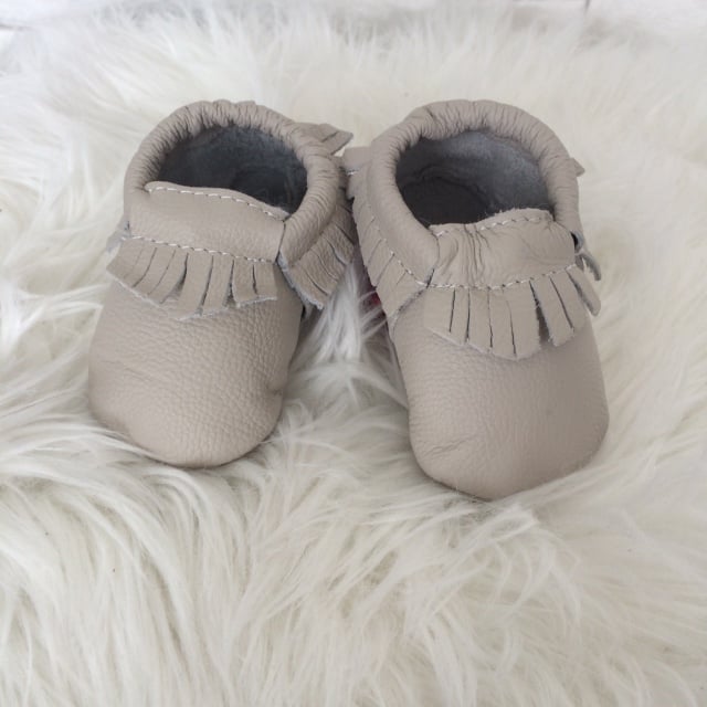 cream baby moccasins