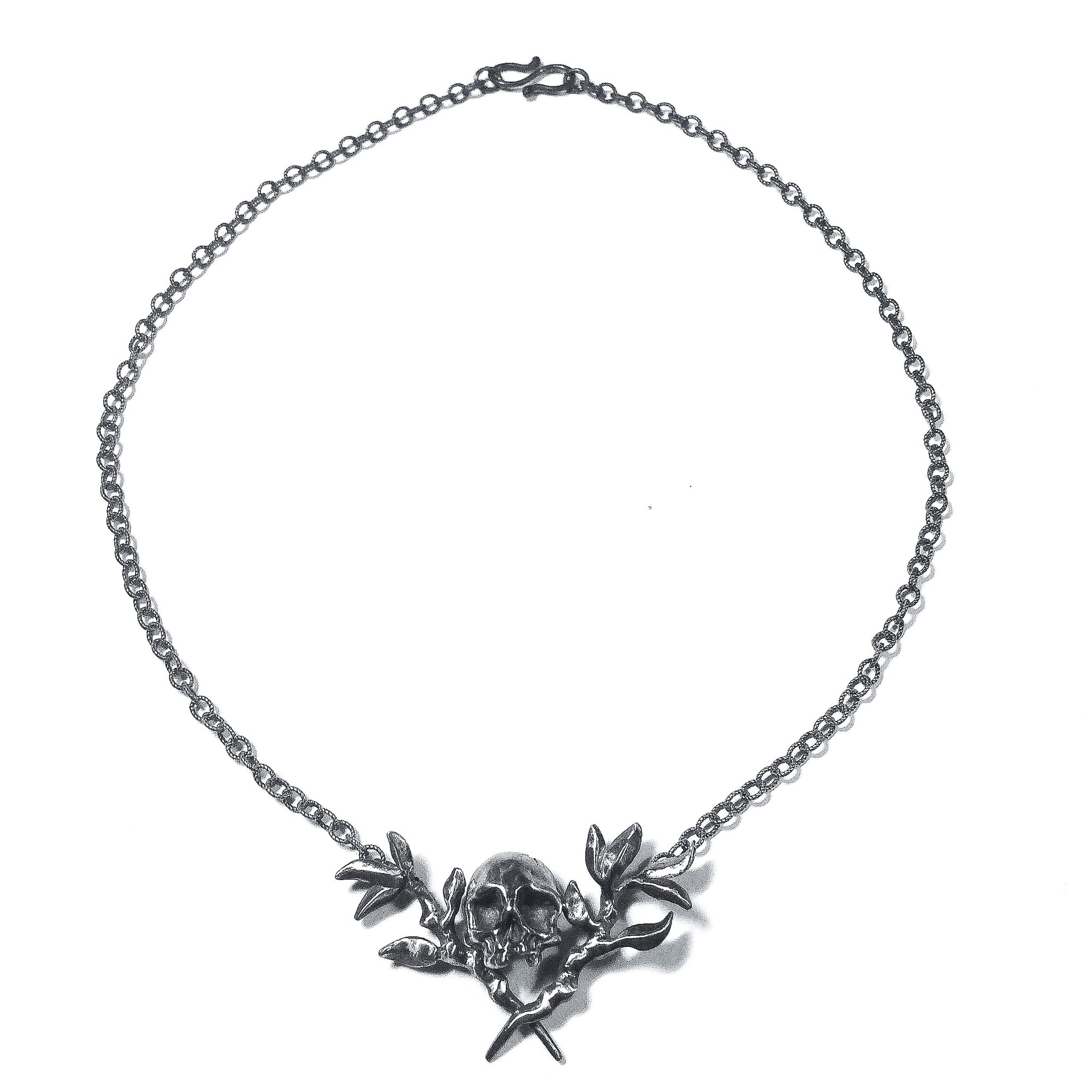 Memento Mori Collana Con Teschio in Argento Sterling S925 per Memento Mori Collana Con Teschio in Argento Sterling S925 per