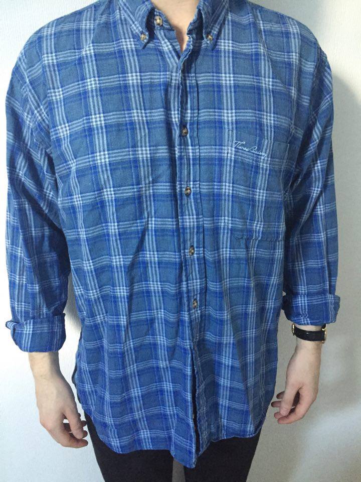Image of Thomas Burberry Blue Checked Shirt 