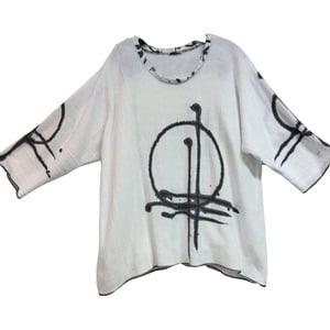 Image of Alison Tunic - white Linen/Cotton - hand painted Sunset Design