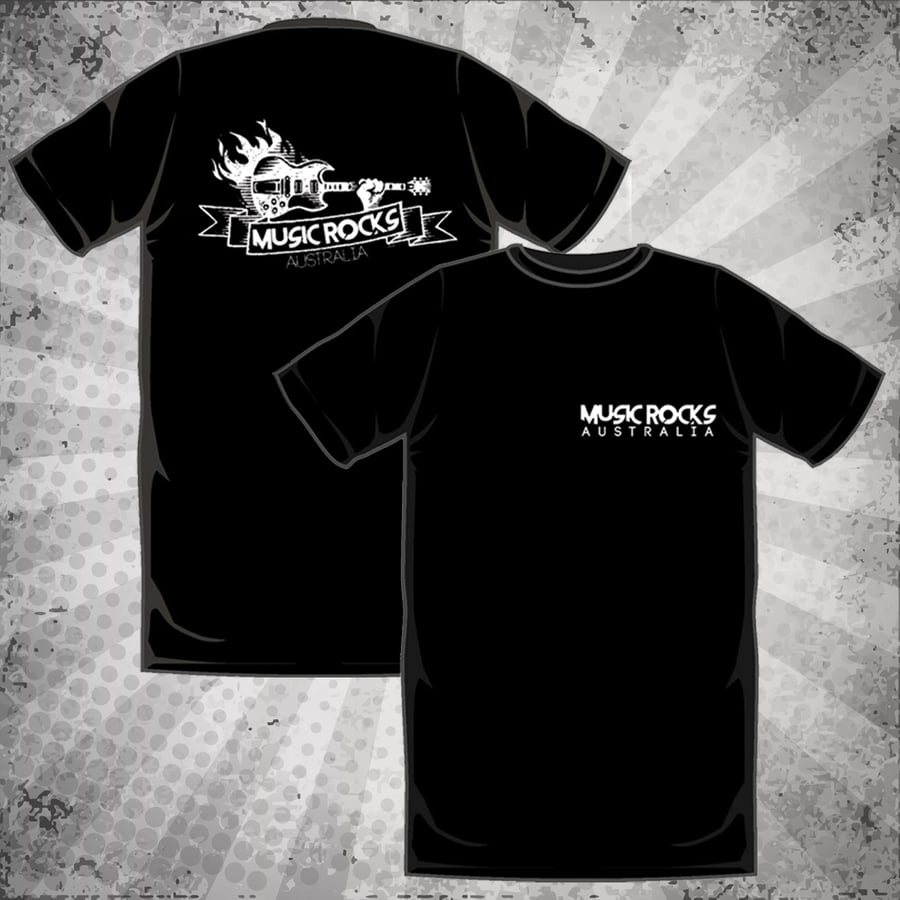 Image of Music Rocks Australia T-Shirt (Black Design)
