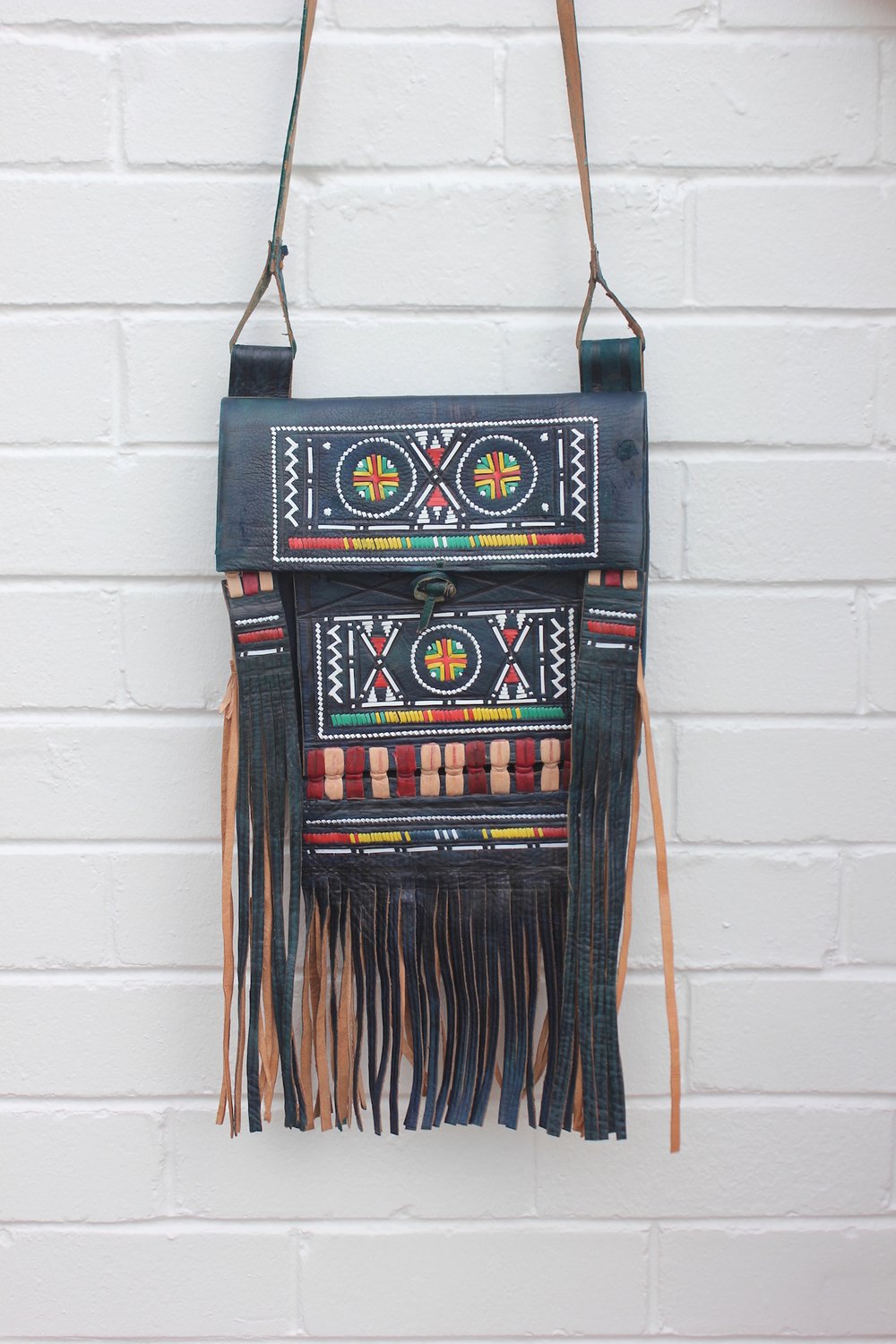 Image of Tuareg Fringed Leather Bag ~~
