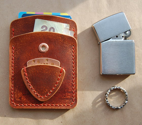 Image of The Rustic Style Card Holder, Card Wallet, Biker Wallet, Leather Mens Wallet, Guitar Pick Wallet