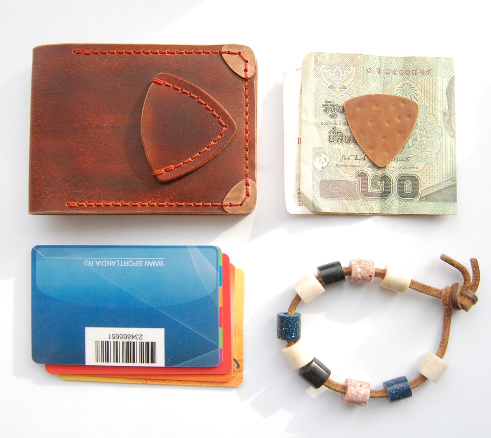 Image of The Rustic Style Musician's Card Holder, Biker Card Holder, Mens Card Holder, Guitar Pick Wallet