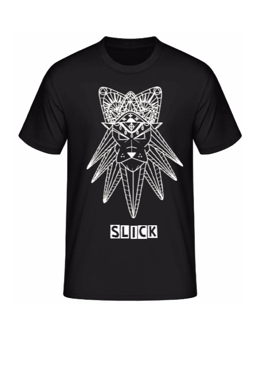 Image of Black T-Shirt - White Lion