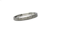 Image 1 of thin 14k white gold wedding band with tudor roses