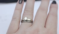 Image 3 of thin 14k white gold wedding band with tudor roses