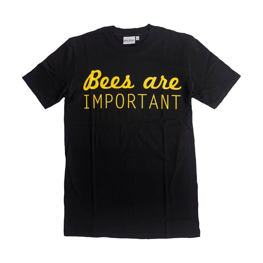 Image of "Bees are important" T-shirt: yellow on black