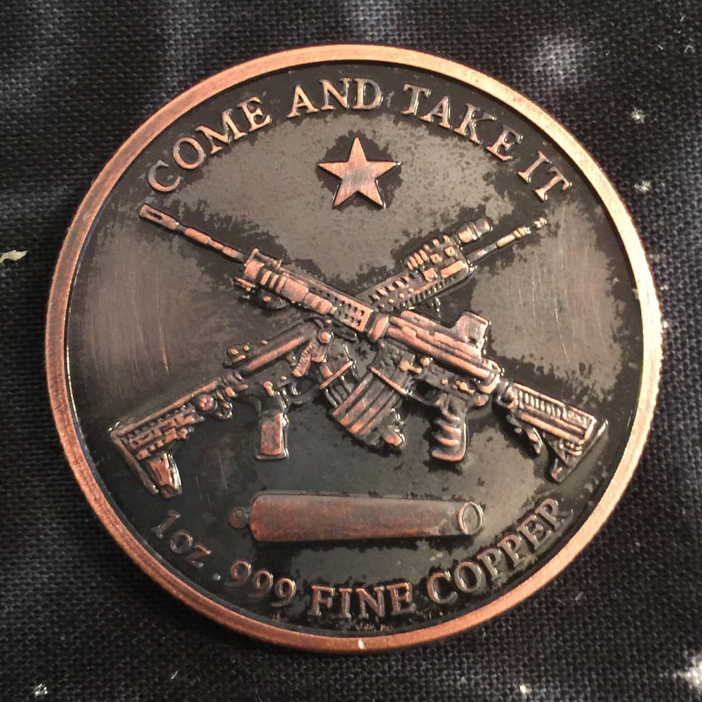 Image of Molon Labe 1oz Copper Challenge Coin