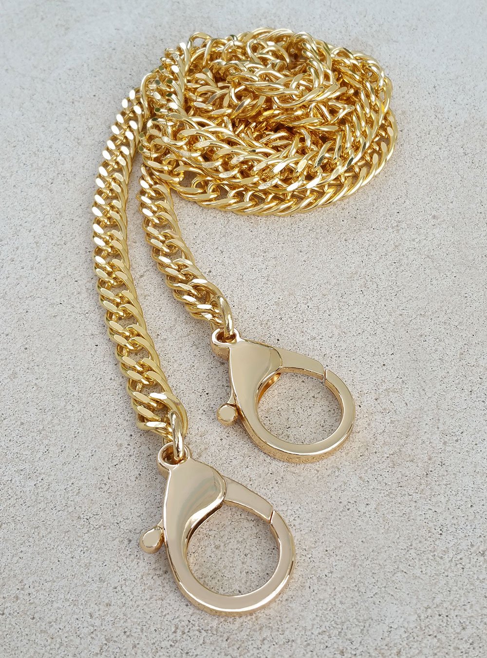 Image of GOLD Chain Purse Strap - Diamond Cut Double Curb - 3/8" Wide - Choice of Length & Clasp