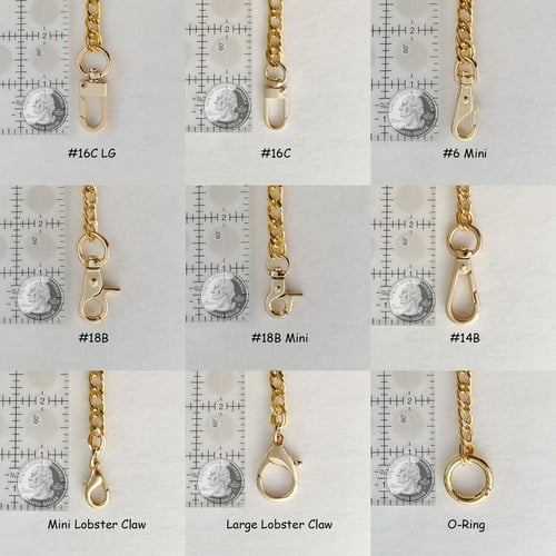 Image of GOLD Chain Purse Strap - Diamond Cut Double Curb - 3/8" Wide - Choice of Length & Clasp