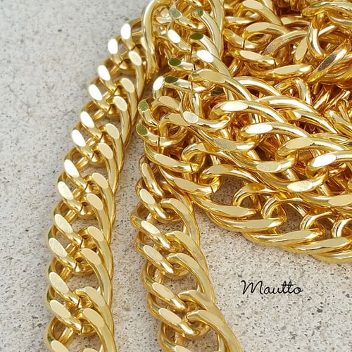 Image of GOLD Chain Purse Strap - Diamond Cut Double Curb - 3/8" Wide - Choice of Length & Clasp