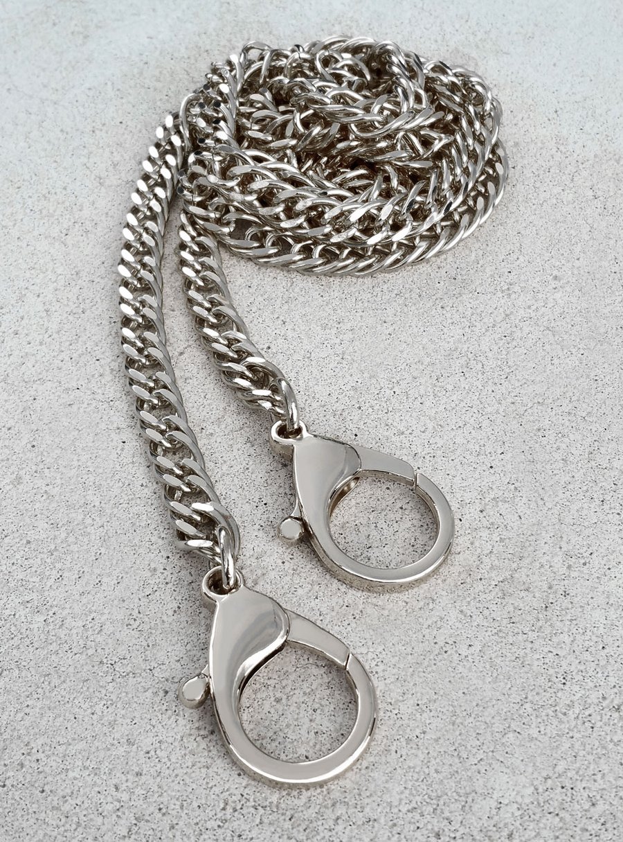 Image of NICKEL Chain Purse Strap - Diamond Cut Double Curb - 3/8" Wide - Choice of Length & Clasp