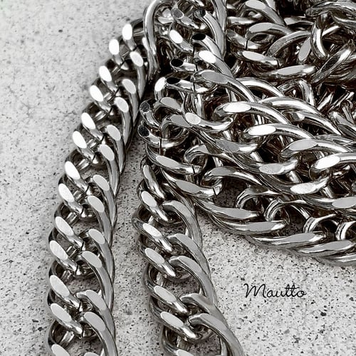 Image of NICKEL Chain Purse Strap - Diamond Cut Double Curb - 3/8" Wide - Choice of Length & Clasp