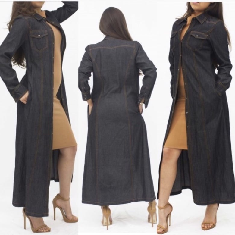 Image of Long Dark Blue Demin Jacket/Dress