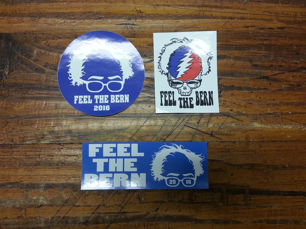 Image of Bernie Sanders Stickers - Digital printed bumper decal - Round - Grateful Dead - Rectangle