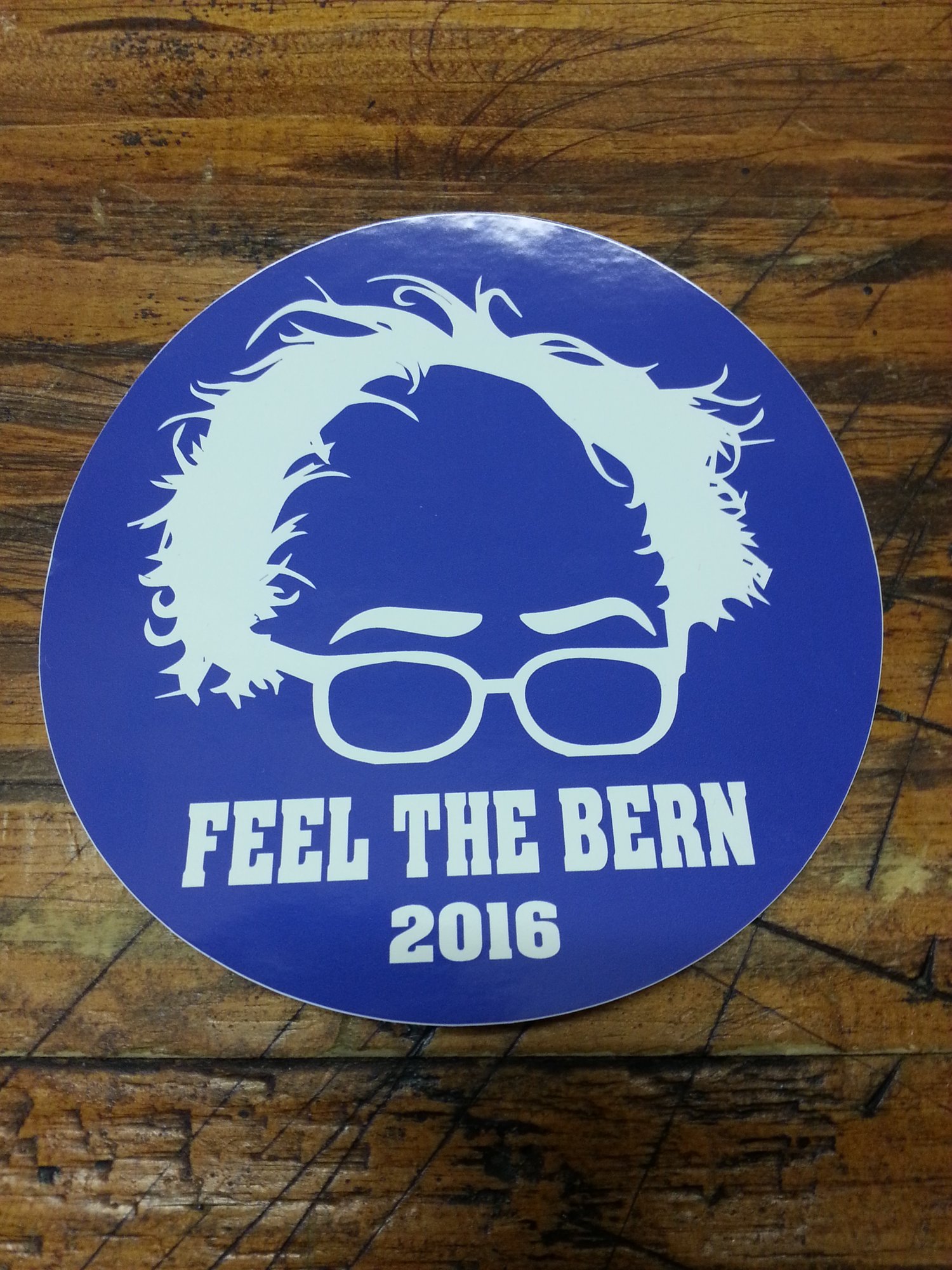 Image of Bernie Sanders Round Feel the Bern Sticker - Digital printed bumper decal 