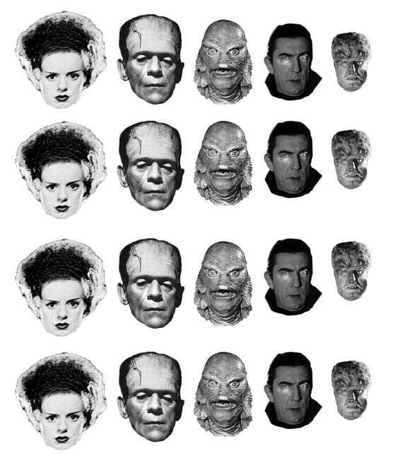 Image of Classic Horror Movie Monsters/Frankenstein/Halloween/Dracula/ Nail Decals Transfer Nail Stickers 