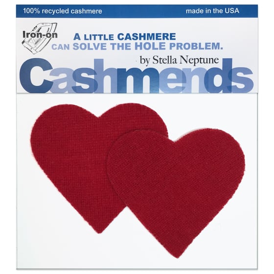 Image of Iron-On Cashmere Elbow Patches -Classic Red Hearts