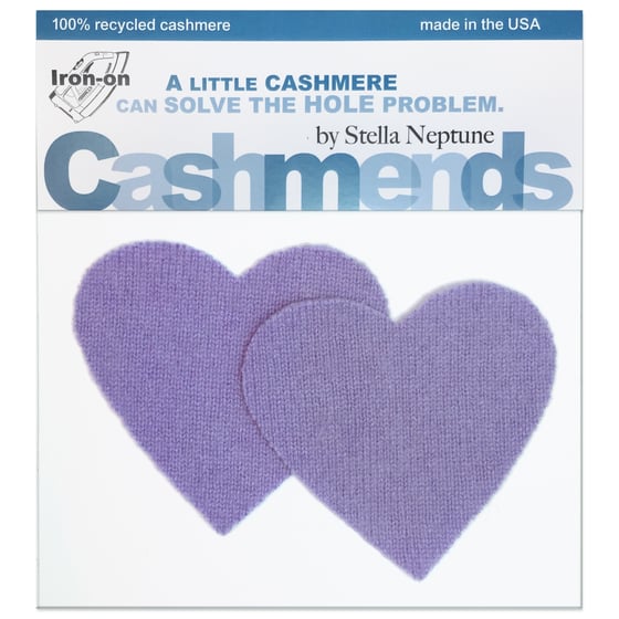 Image of Iron-On Cashmere Elbow Patches - Lavender Hearts