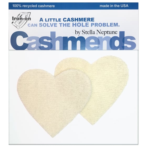 Image of Iron-On Cashmere Elbow Patches - Cream Hearts