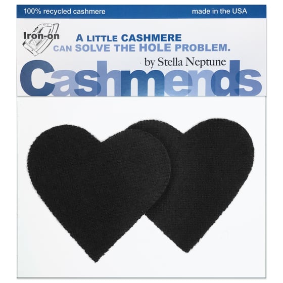 Image of Iron-On Cashmere Elbow Patches - Black Hearts