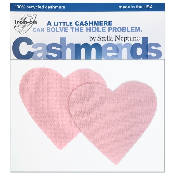 Image of Iron-On Cashmere Elbow Patches - Light Pink Hearts