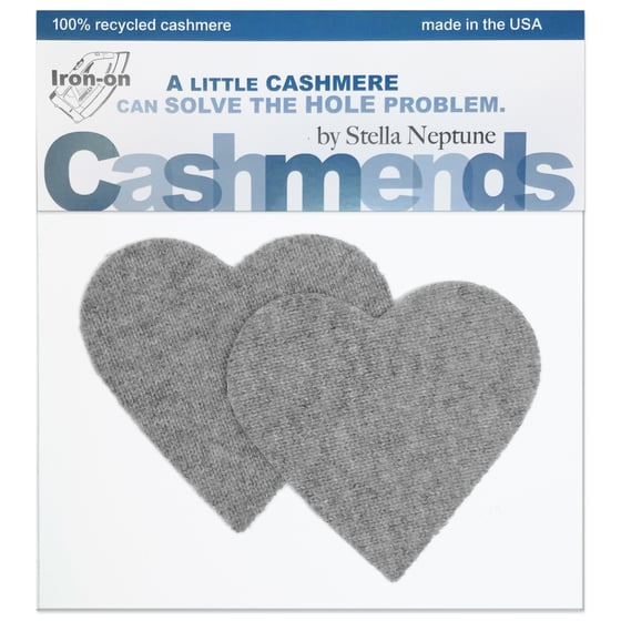 Image of Iron-On Cashmere Elbow Patches - Light Gray Hearts