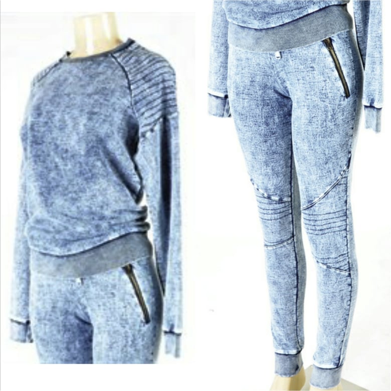 Image of 2 piece Acid Wash Sweat Suit
