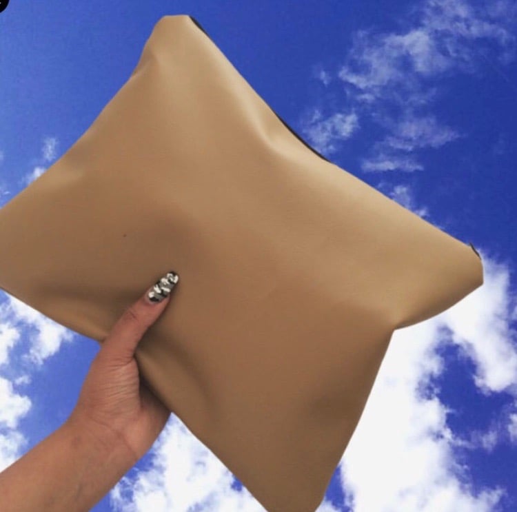 Image of Nude Faux Leather Oversized Clutch Bag