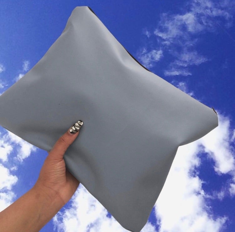 Image of Grey Oversized Faux Leather Clutch Bag 
