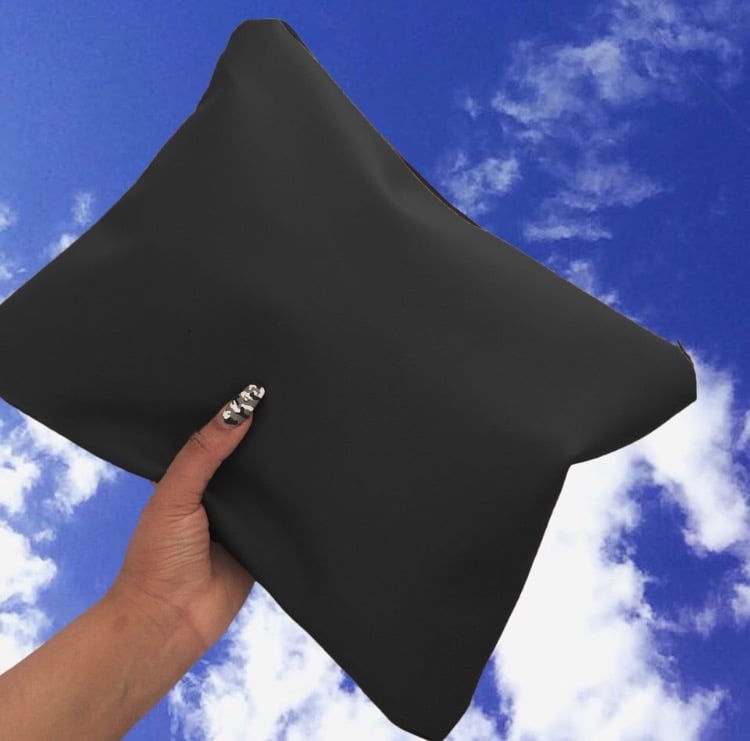 Image of Black Oversized Faux Leather Clutch Bag 