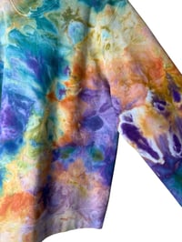 Image 10 of M Unisex Ring Spun Cotton Blend Crew Sweatshirt in Earthy Rainbow Watercolor Ice Dye